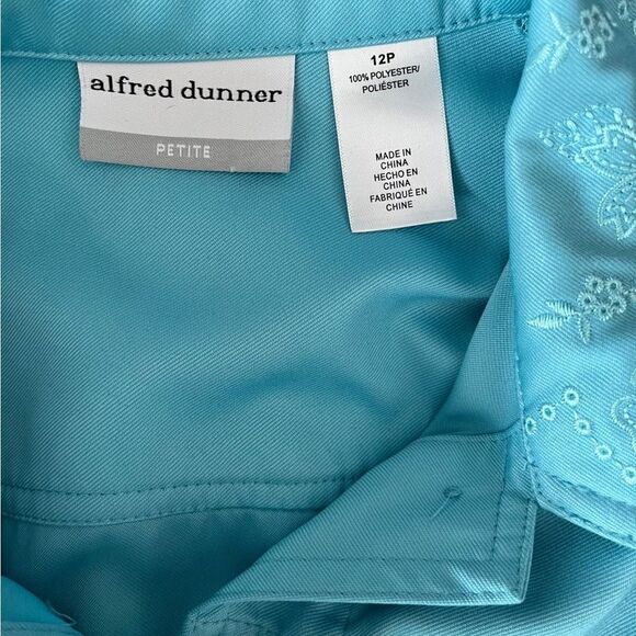 Alfred Dunner Wish You Were Here blue embroidered jacket, style 45230 size 12P - Picture 8 of 8